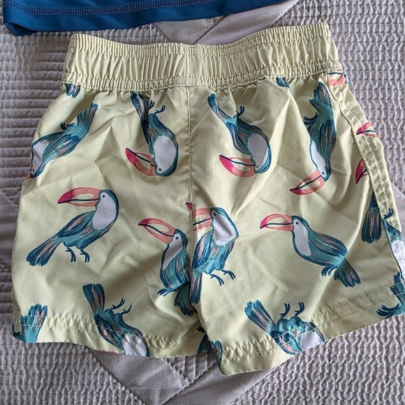 🔥5 FPR $25🔥Carter's 2 Piece Set Baby Boy Rash Guard And Swim Trunks 12M - Picture 7 of 8
